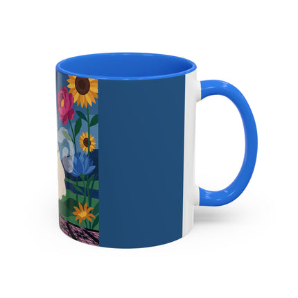 The Lady Of The Golden Parasol Colorful Mugs – Art Deco Botanical Elegance