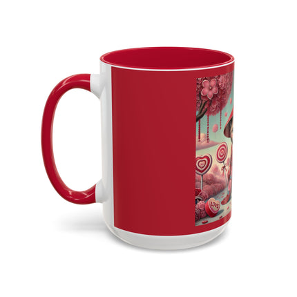 Whimsical Geisha Kitten in a Valentine Garden Colorful Mugs (11oz, 15oz)