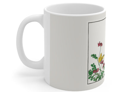 Butterflies and flower illustration by Morimoto Toko Ceramic Mug 11oz