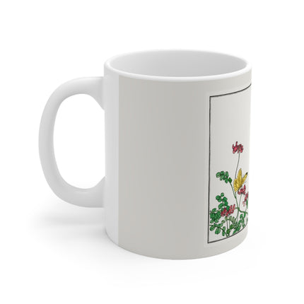 Butterflies and flower illustration by Morimoto Toko Ceramic Mug 11oz