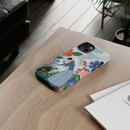 🦜🌺 The Lady Of The Garden Aviary Phone Case – Art Deco Floral Whimsy