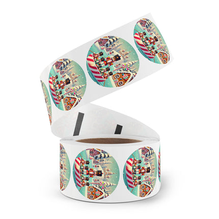 Nutcracker Candy-Striped Adventure Round Sticker Label Rolls