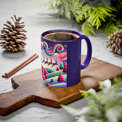 Festive Reindeer Flight Colorful Mugs (11oz, 15oz)