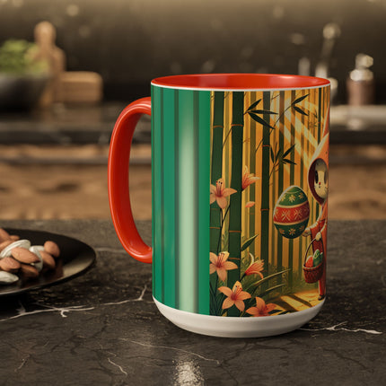 Geisha Kitten’s Easter Stroll Colorful Mugs (11oz, 15oz)