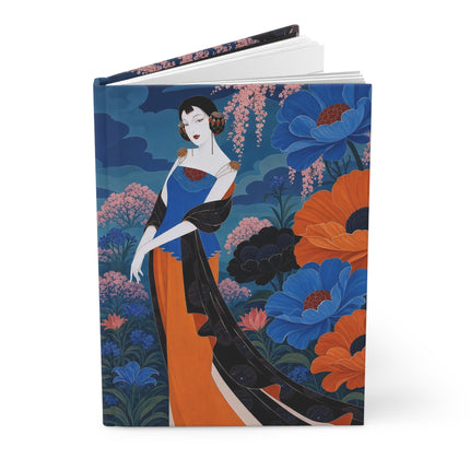 🌸💙 The Midnight Blossom Garden Hardcover Journal – Art Deco Floral Elegance