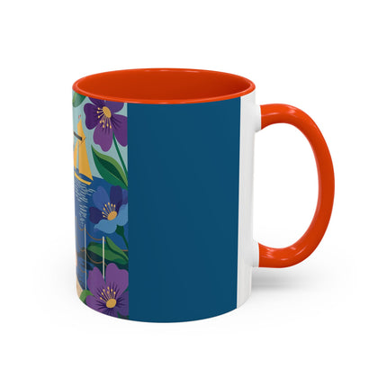 The Lady Of The Golden Horizon Colorful Mugs – Art Deco Coastal Elegance