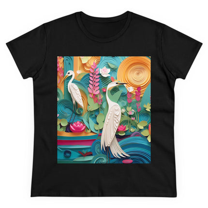 Elegant Egret Oasis Women's Midweight Cotton Tee