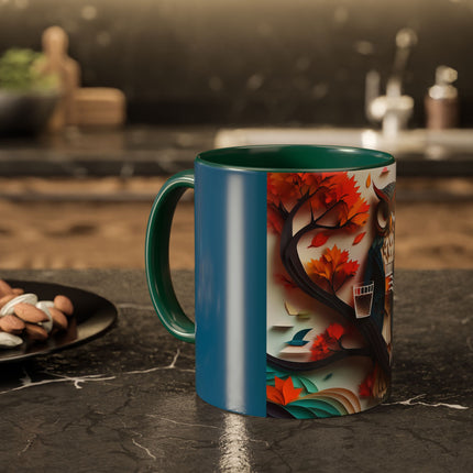 Owl at an Autumn Park Colorful Mugs (11oz, 15oz)
