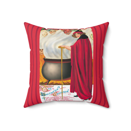 The Hallowe'en Cauldron In the Firelight's Gleam Spun Polyester Square Pillow