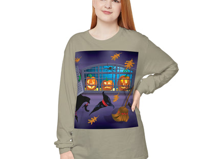 Whimsical Halloween Mischief Unisex Garment-dyed Long Sleeve T-Shirt