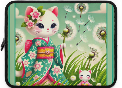 Geisha Kitten and the Dandelion Wish Laptop Sleeve