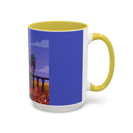 The Dawn Serenade Colorful Mug (11oz, 15oz) – Rooster Beauty, Morning Charm & Art Deco Elegance