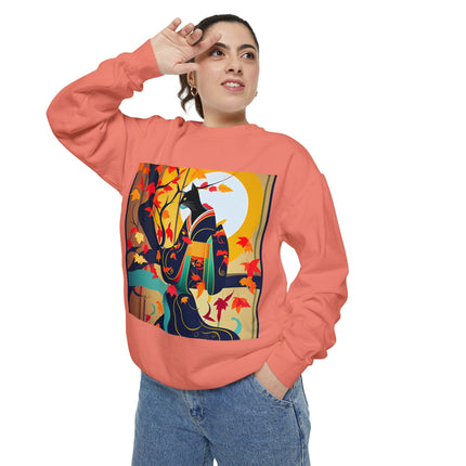 Black Cat in Kimono Unisex Garment-Dyed Sweatshirt
