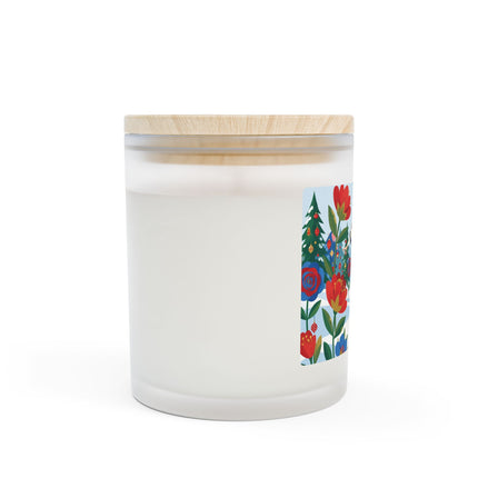 🌹🕯️ The Lady Of The Holiday Roses Frosted Glass Candle – Art Deco Christmas Elegance
