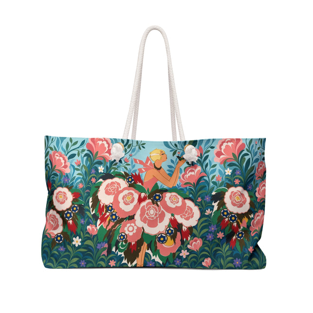 🌸🦋 The Enchanted Rose Garden Butterfly Promenade Weekender Bag – Art Deco Floral Whimsy
