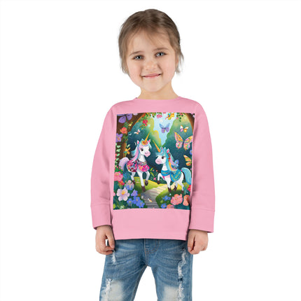 Baby Unicorns and Fluttering Butterflies Toddler Long Sleeve Tee