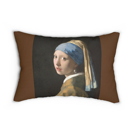 Girl with a Pearl Earring by Johannes Vermeer Spun Polyester Lumbar Pillow