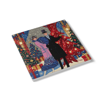 🎄✨ Christmas Eve Promenade Ceramic Tile – Art Deco Holiday Romance