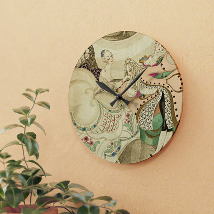Sur talons rouges (On Red Heels) pl 01 by Gerda Wegener Acrylic Wall Clock, Round and Square