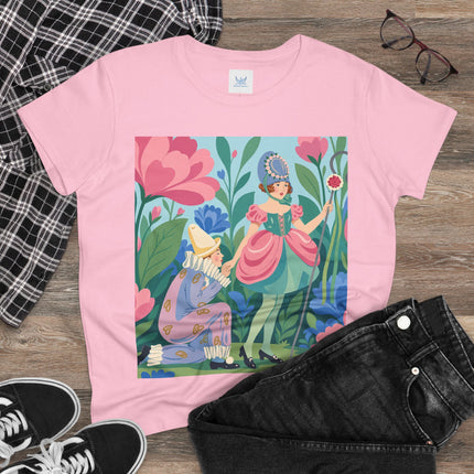 🌸🎭 The Garden Masquerade Cotton Tee – Art Deco Floral Whimsy