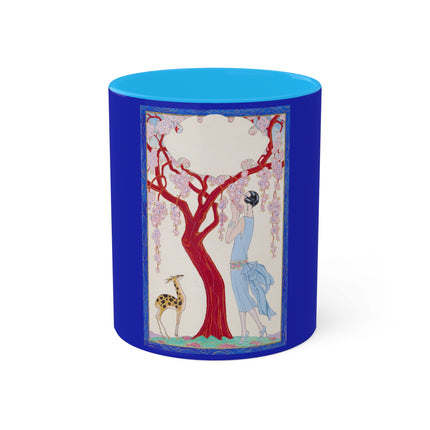 Woman, Fawn, and Red Tree by George Barbier Colorful Mugs, 11oz