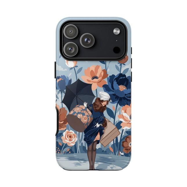 ☂️🌺 The Lady Of The Traveling Garden Phone Case – Art Deco Floral Adventure