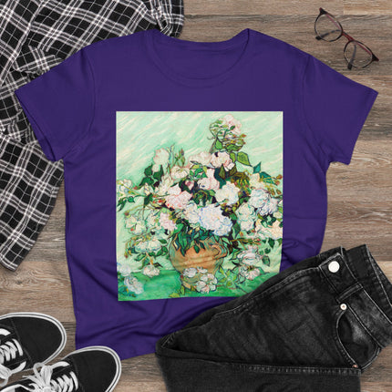 Roses by Vincent Van Gogh Women's Midweight Cotton Tee