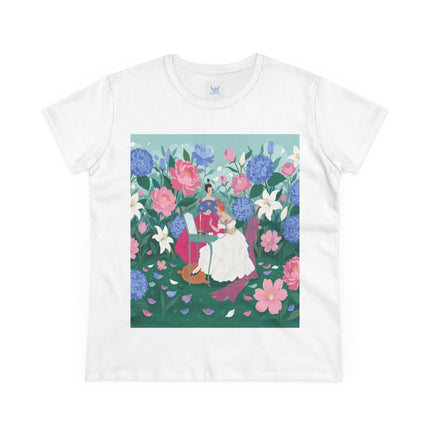 💎🌸 The Lady Of The Jeweled Garden Cotton Tee – Art Deco Floral Elegance
