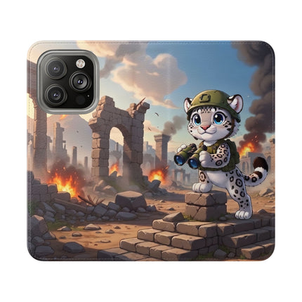 🐆🔭 The Snow Leopard Lookout Flip Case – Adventure, Curiosity & Fearless Style