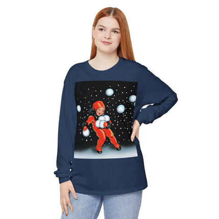 Festive Snowball Unisex Garment-dyed Long Sleeve T-Shirt