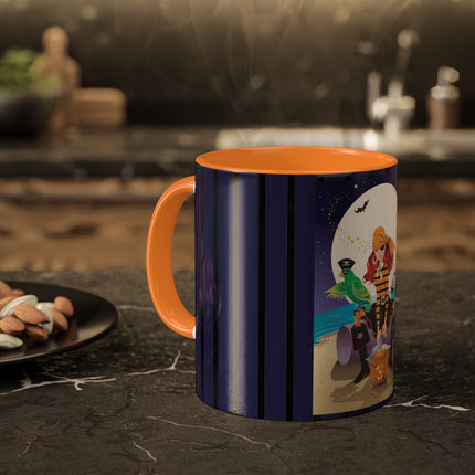 Moonlit Pirate Halloween Colorful Mugs, 11oz