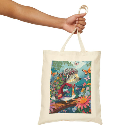 Cute Hedgehog Cotton Canvas Tote Bag