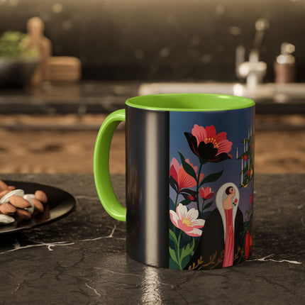 🌹🎄 The Lady Of The Candlelit Rose Tree Colorful Mug – Art Deco Christmas Garden