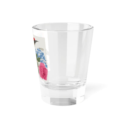 Woodpecker & Rose Shot Glass – Vibrant Spring & Bold Beauty