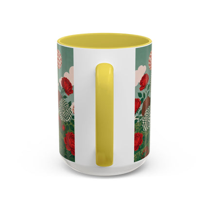 🌹💚 The Scarlet Rose Checkerboard Garden Colorful Mug – Art Deco Floral Whimsy