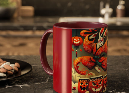 Jack-O’-Lantern Drums & The Kabuki Rabbit Colorful Mugs (11oz, 15oz)