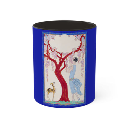 Woman, Fawn, and Red Tree by George Barbier Colorful Mugs, 11oz
