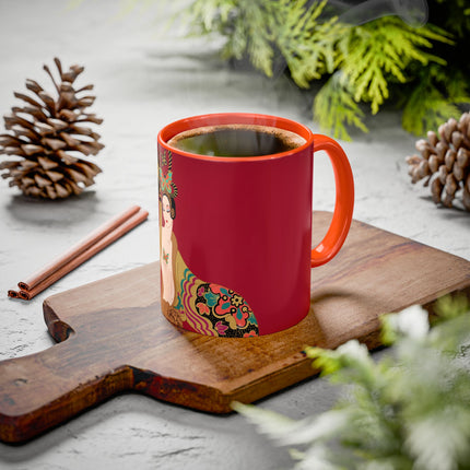 Butterfly Empress of the Crimson Pavilion Colorful Mug (11oz, 15oz) – Art Deco Beauty, Butterfly Elegance & Ornamental Style