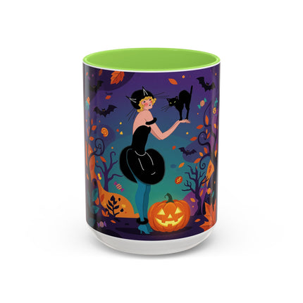 🐈‍⬛🎃 The Midnight Black Cat Masquerade Colorful Mug – Whimsical Halloween Elegance
