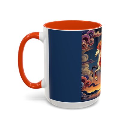 Flame-Winged Horse at Sunset Colorful Mugs (11oz, 15oz)