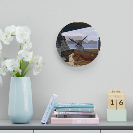 Open Window by Juan Gris Acrylic Wall Clock, Round and Square