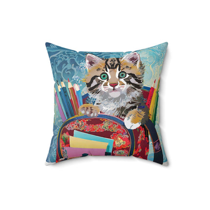 Whiskered Wanderings Spun Polyester Square Pillow
