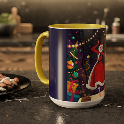 🎄❄️ The Christmas Snowball Dance Colorful Mug – Whimsical Holiday Fashion Fantasy