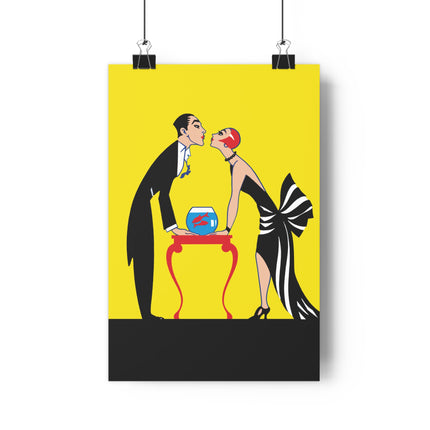 A Moment of Elegance: A Passionate Embrace Amidst Golden Splendor Giclée Art Print