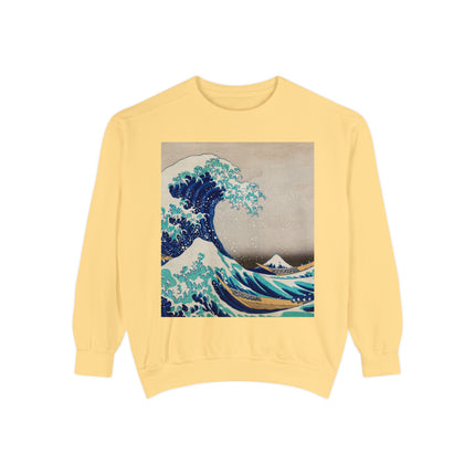 The Great Wave off Kanagawa by Katsushika Hokusai Garment-Dyed Sweatshirt