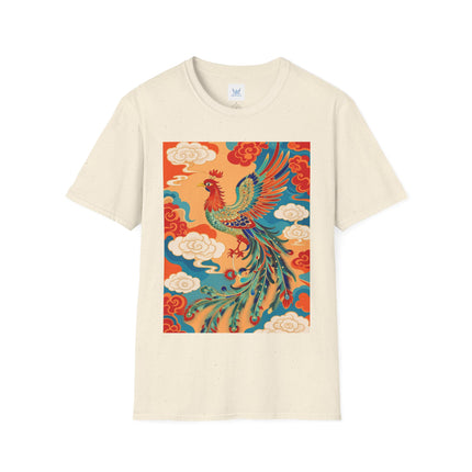 🐦🌞 The Celestial Phoenix Softstyle T-Shirt – Golden Clouds & Mythical Splendor