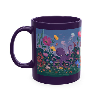 🐠🌸 The Lady Of The Underwater Flower Garden Ceramic Mug – Art Deco Aquatic Whimsy