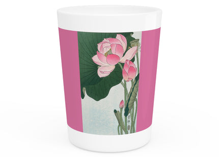 Blooming Lotus Flowers by Ohara Koson Ceramic Shot Glass