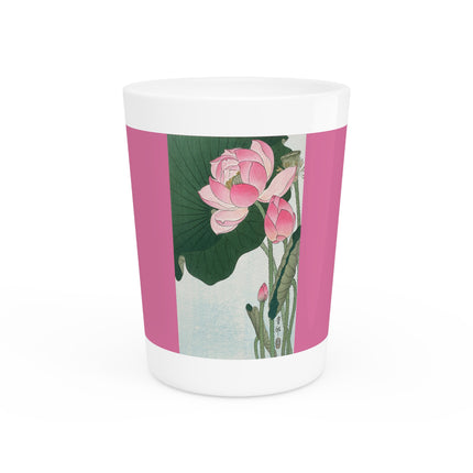Blooming Lotus Flowers by Ohara Koson Ceramic Shot Glass
