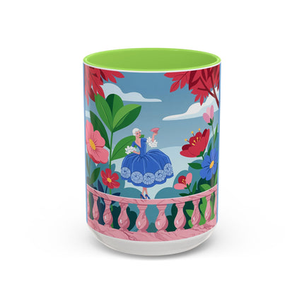 The Lady Of The Blossoming Terrace Colorful Mugs – Art Deco Floral Garden Elegance